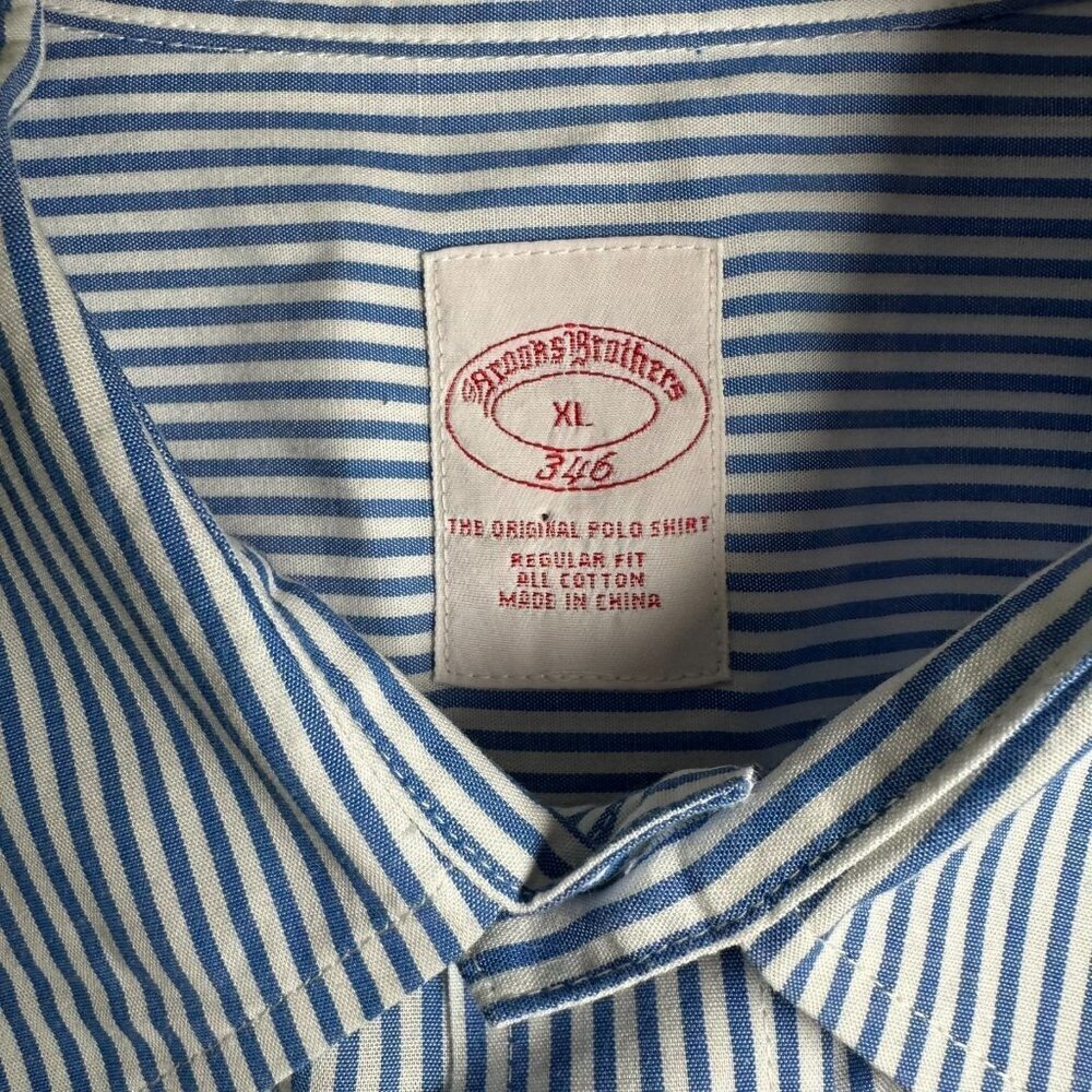 Brooks Brothers 346 The Original Polo Mens XL Button Down Shirt Blue Striped - Picture 3 of 7